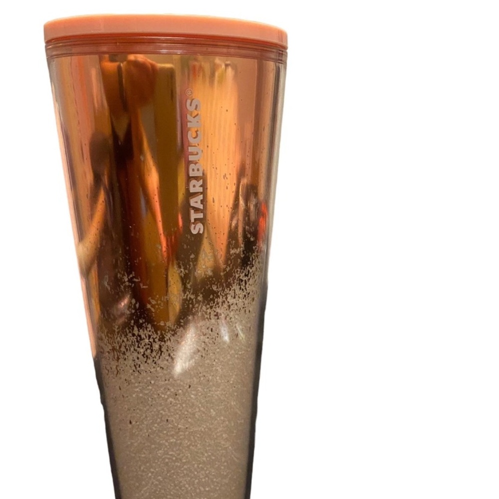 Starbucks 2019 Holiday Cascading Tumbler Mirror Glitter Rose Gold Cold Cup 24 oz